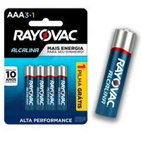 04 Pilhas Rayovac Aaa, Palito 3a, Alcalina - 1 Cartela