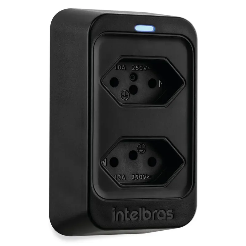 Tomada De Proteção Contra Surtos Elétricos Intelbras Eps 302, 3 Pinos, Bivolt - Preto