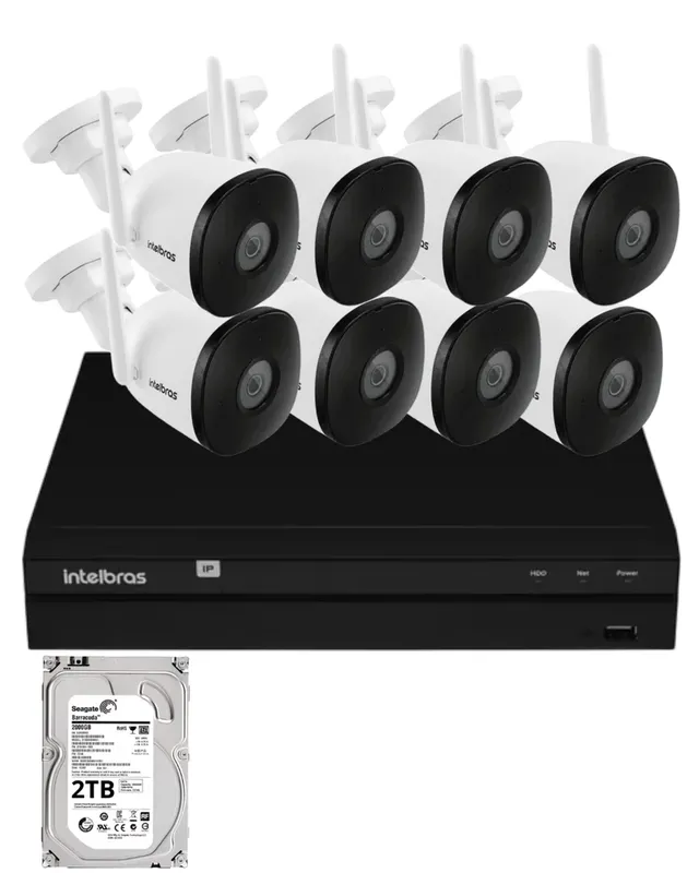 Kit 8 Câmeras Intelbras Im5 Full Hd Nvd 1408 Intelbras Com Hd 2TB.