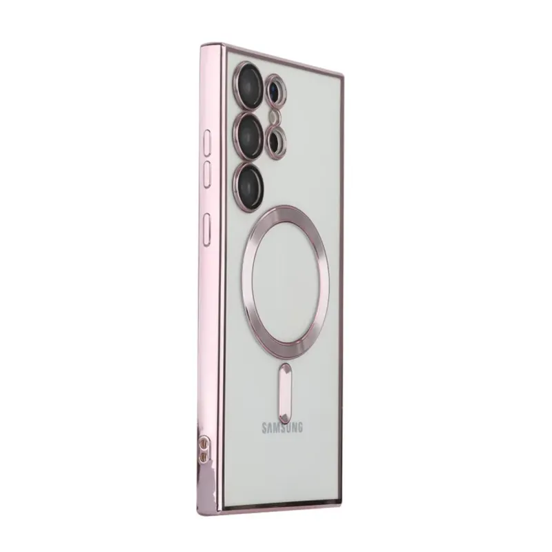 Capa Magsafe com Proteção na Lente para o Samsung Galaxy S23 Ultra - Cor: Rosé