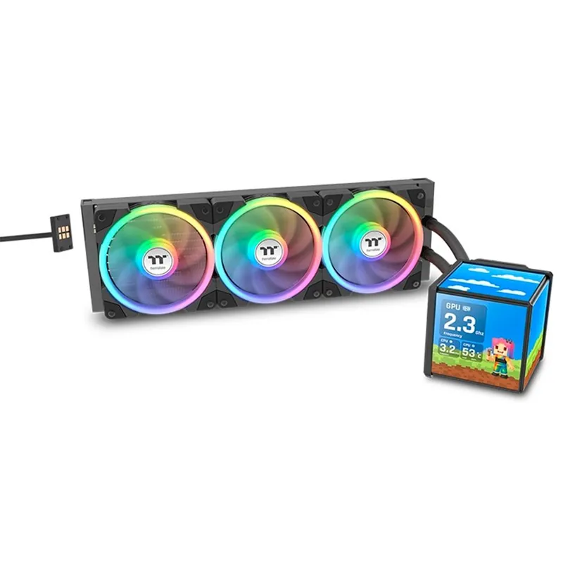 Water Cooler Thermaltake Minecube 360 Ultra ARGB Sync, 360mm, Quad-LCD, All-in-One, Preto - CL-W481-PL12SW-A