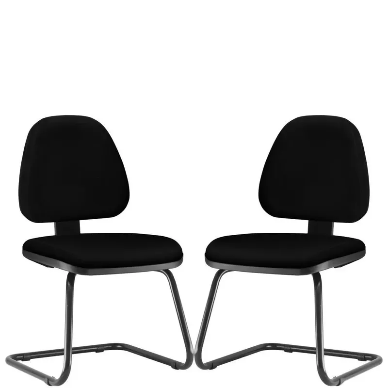 Kit 02 Cadeiras Giratórias Para Escritório Office Royal F03, Preto - Lyam Decor