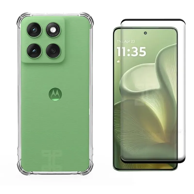 Capa Silicone + Película Curva Para Moto Edge 60 Fusion Tela Toda