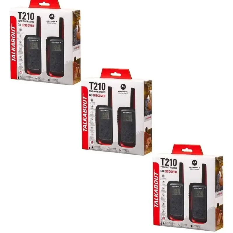 Kit 10 Pares Radio Comunicador Motorola T210br Vermelho E Preto