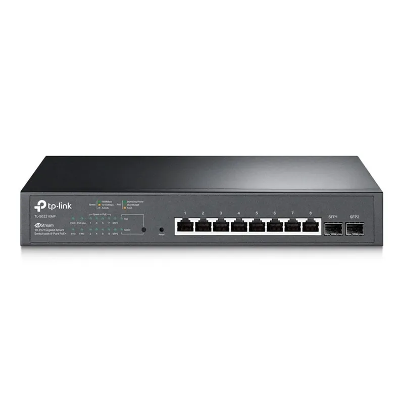 Switch Tp-link Smart Gigabit 10/100/1000MBps 8 Portas Poe+ E 2 Slots Sfp Jetstream - Tl-sg2210mp