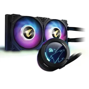 Water Cooler Gigabyte Aorus Liquid Cooler 240, RGB, 240mm (2x 120mm), AMD/Intel, Com Display LCD, Preto - GP-AORUS WATERFORCE X 240