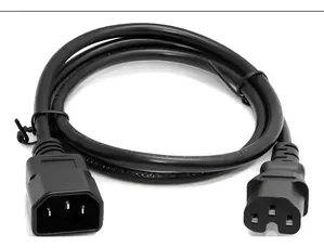 Cabo De Força C13 Macho Para C15 Fêmea - 1,8 Metros Preto 127/220v
