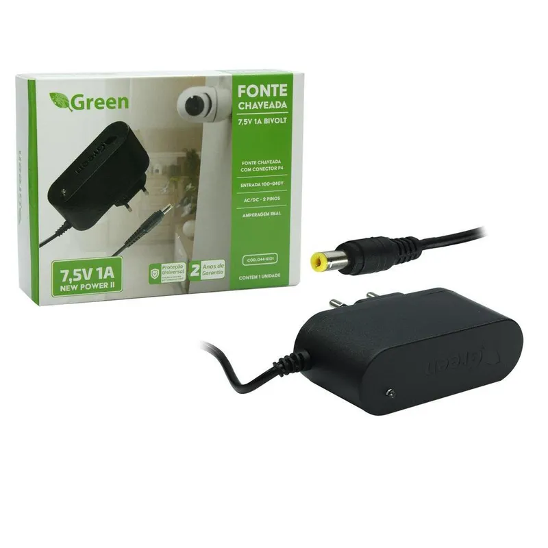 Green Fonte Chaveada 7.5v 1a Bivolt - Plug 5,5mm X 2,1mm