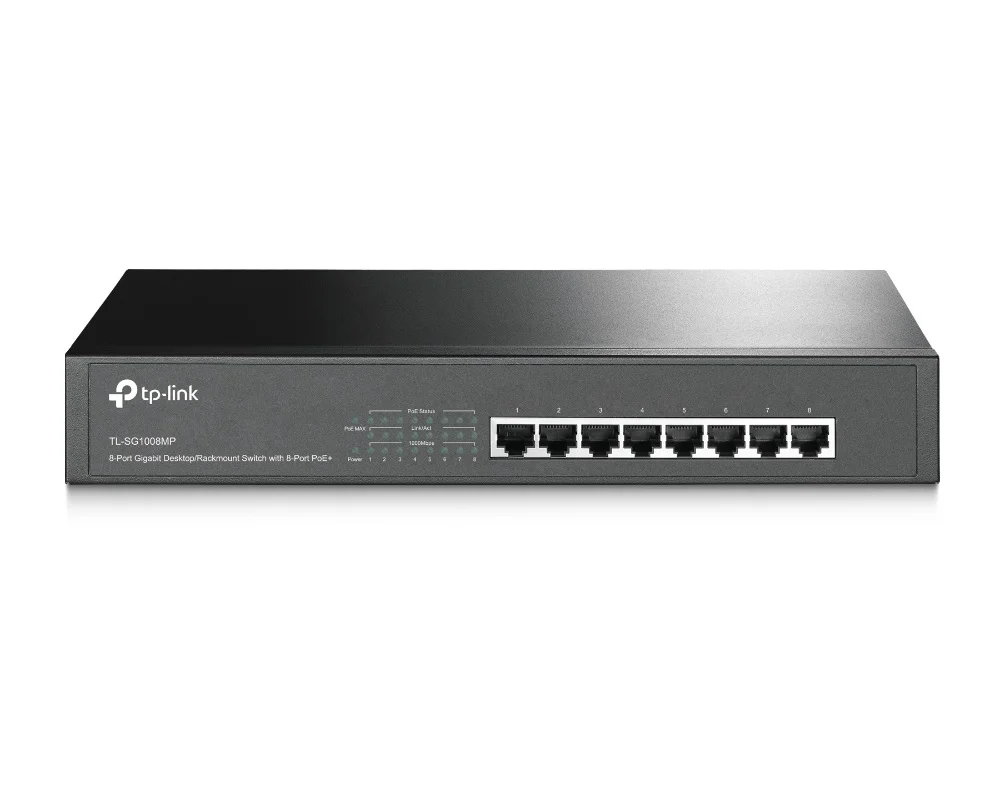 Switch Tp-Link 8 Portas, 10/100/1000 Poe+ Gigabit, Rack/Mesa - TL-SG1008MP