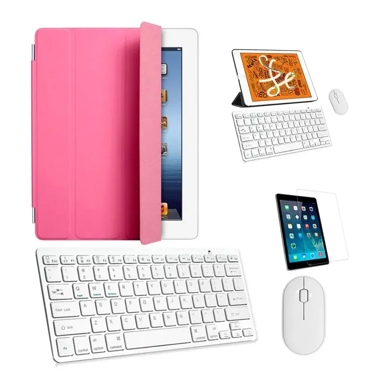 Kit Capa Smart Case Tablet 9a Geração 10.2 /can/pel E Teclado Branco - Azul Escuro