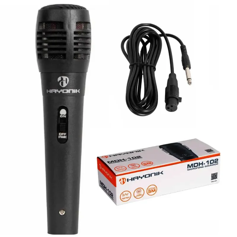 Microfone Dinâmico Cardioide Semi Profissional Com Cabo 3m