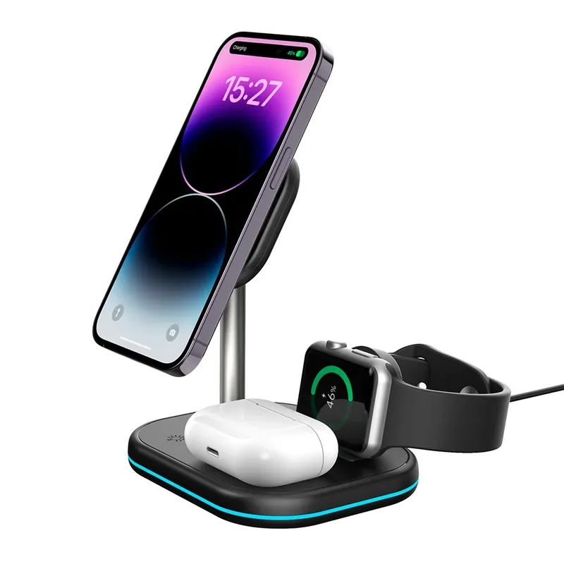 Carregador Magnético Life Z27 3 Em 1 15w Sem Fio Iphone