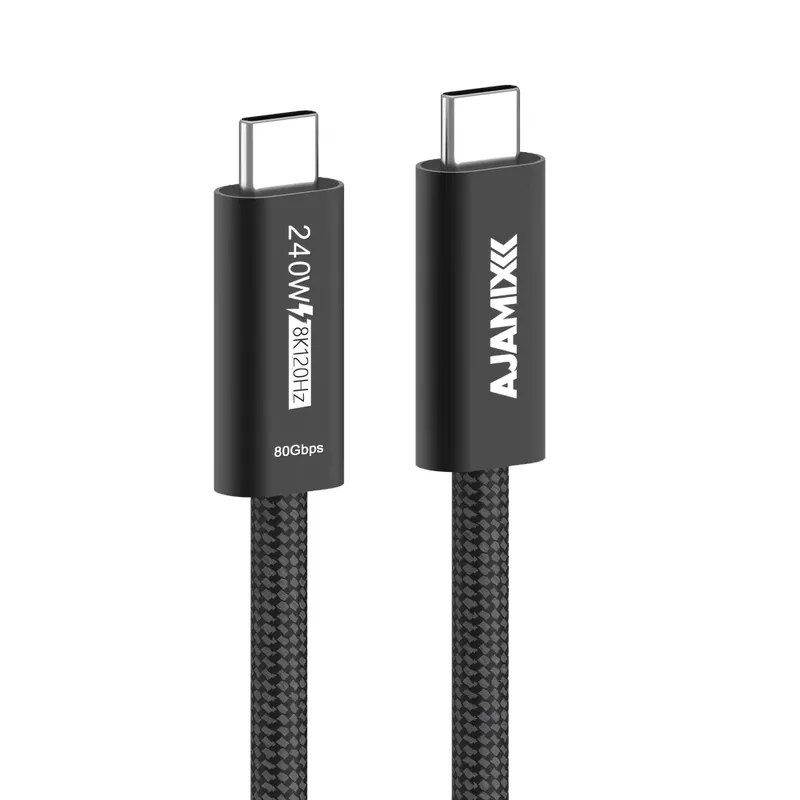 Cabo Thunderbolt 5 Ajamix 1,5m 80gbps Power Delivery Pd 240w Usb4 Tb4 Tb3 Carregamento Rápido 5a Preto