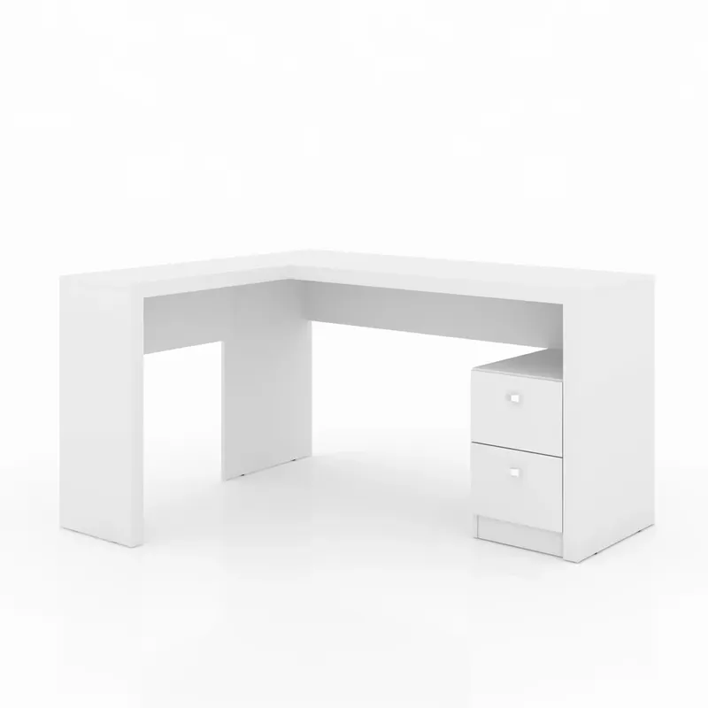 Escrivaninha Tecno Mobile Me4129 2 Gavetas, Mdp, Branco, Branco / Branco