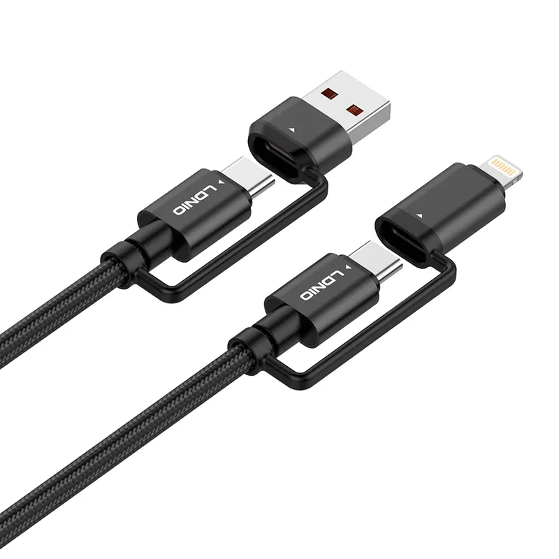 Cabo Ldnio 4 Em 1 Usb-c + Usb-a P/ Lightning Tipo C 1.2m