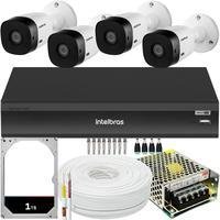 Kit Intelbras, 4 Câmeras VHL 1220 FULL 20m + DVR 8 Canais, HD 1TB