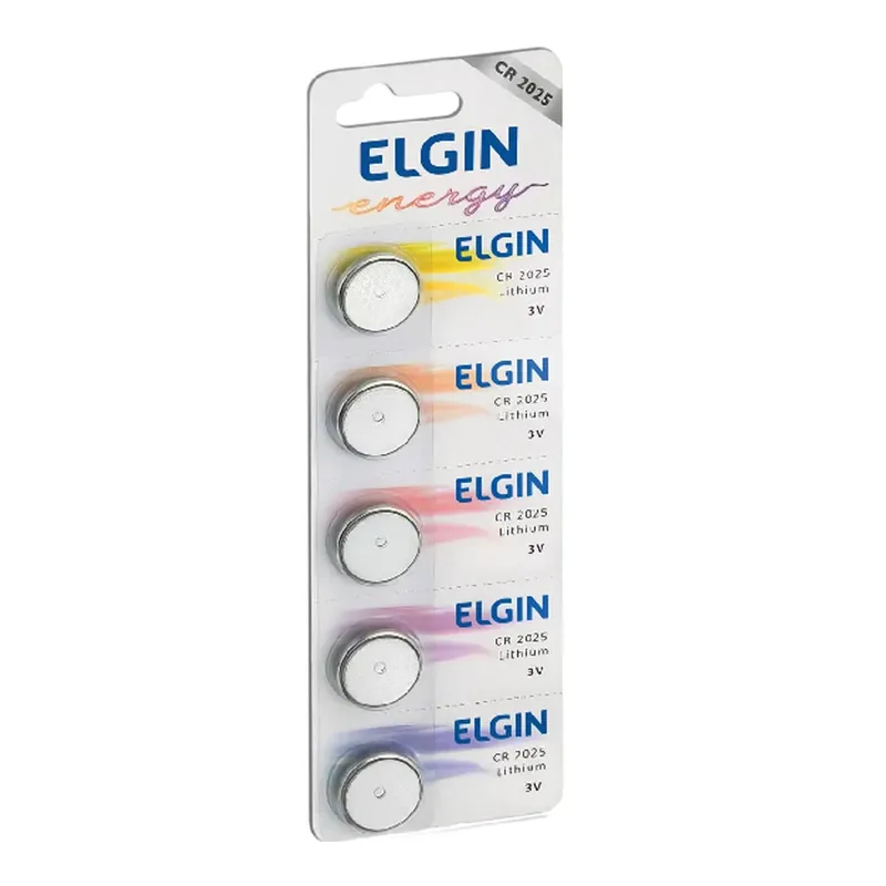 Bateria De Lítio CR2025, Elgin, Cartela Com 5 Unidades - 82192