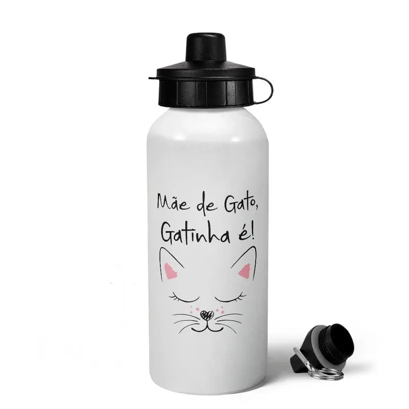 Garrafa Squeeze Mq - Mãe De Gato, Gatinha É!