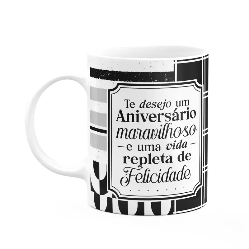 Caneca Aniversário - Vida Repleta De Felicidade