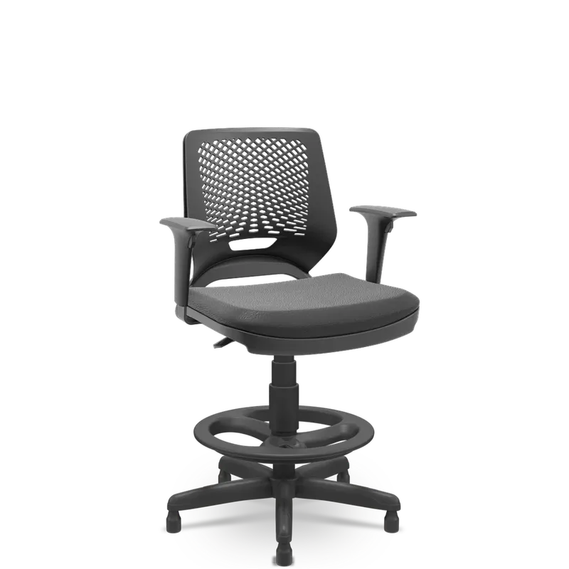 Cadeira Caixa Beezi Standard Plaxmetal Braços Reg Preta