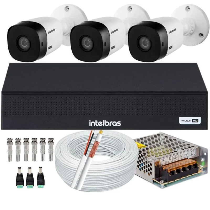 Kit Dvr Intelbras 8 Canais 1008C H.265, Sem HD + 3 Câmeras VHL 1120 HD