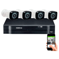 Kit 4 Cameras Segurana 720p Full Hd Dvr Intelbras 4ch S/hd