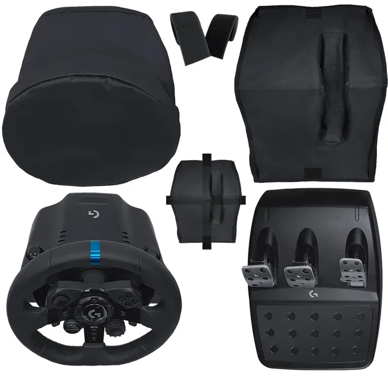 Kit Capas Protetoras Qualicapas Compatíveis c/ Volante, Base e Pedal G25 G27 G29 G920 G923 Simulador Gamer Logitech