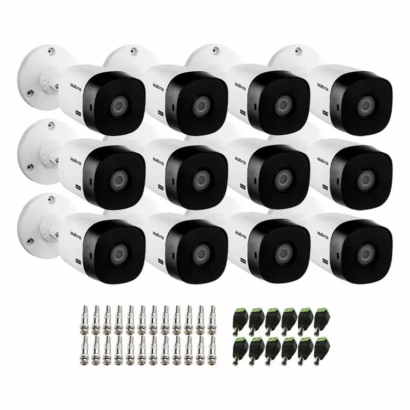 Kit 12 Câmeras Intelbras Vhl 1220 B G2 Bullet Full Hd 3.6mm Visão Noturna 20m Ip66 + Conectores