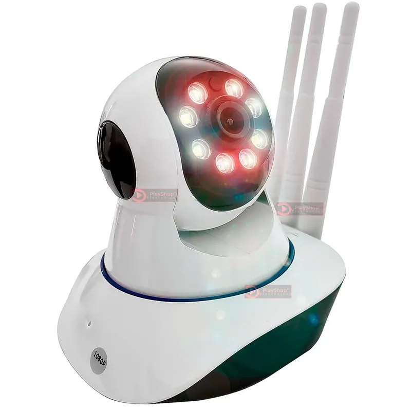 Câmera De Segurança 3 Antenas Wifi 4ª Geração 1080p Full Hd 2mp 360° Graus Ip Yoosee Grava Cartão Sd E Nuvem P2p Audio
