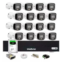 Kit 16 Cameras Intelbras Full Color Dvr 16 Canais, Hd 1 Tera