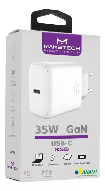 Carregador Usb-c 35w Gan Cm-3548 Maketech