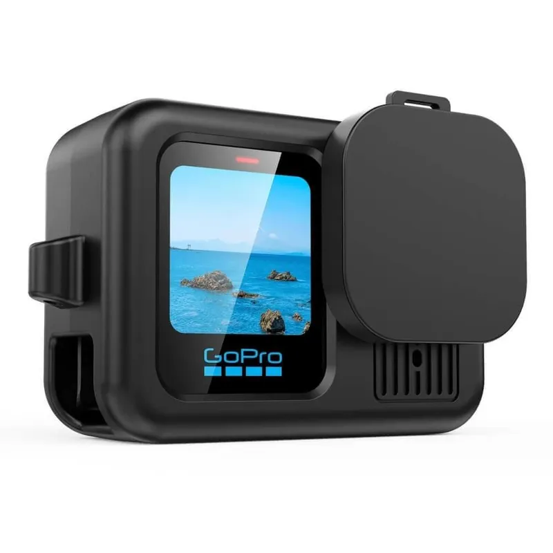 Capa de Silicone Funpro Gopro Hero 9 e Hero 10 Black / Tampa para Lente / Cordão Preto