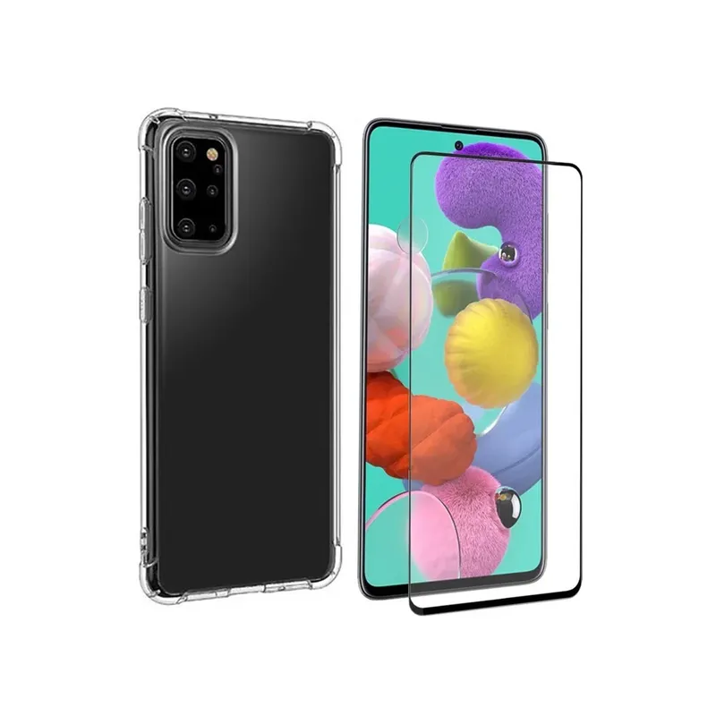 Película 9h Vidro Temperado 3d Samsung Galaxy A51 + Capa Transparente Anti Shock
