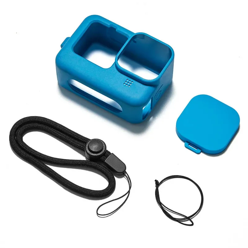 Capa Case Protetora de Silicone Compatível com GoPro HERO 13 12 11 10 9 Black + Tampa de Lente + Cordão - Brcshop Cor: Azul