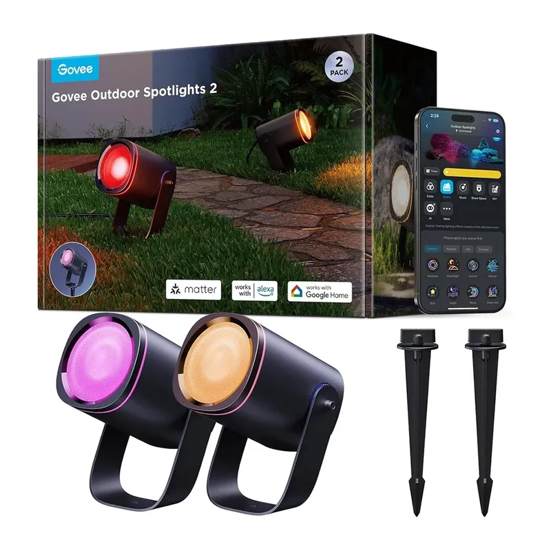 Refletor Externo Jardim Govee Matter RGBwic Ip67 2 Peças