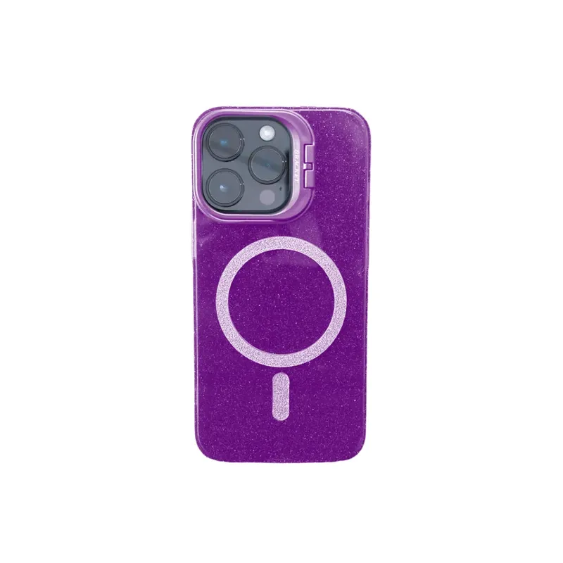 Capa Capinha Case Brilho Luxo Glitter Premium Magsafe Magnética Com Suporte Bracket Para Iphone 11 - Roxo