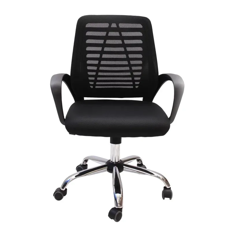 Cadeira De Escritório Diretor Tela Mesh Simples Com Sistema Relax Giratória Ribs Preta