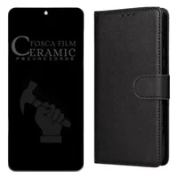 Capa Carteira Estojo Flip Para Moto G35 + Película Privativa Fosca 9d