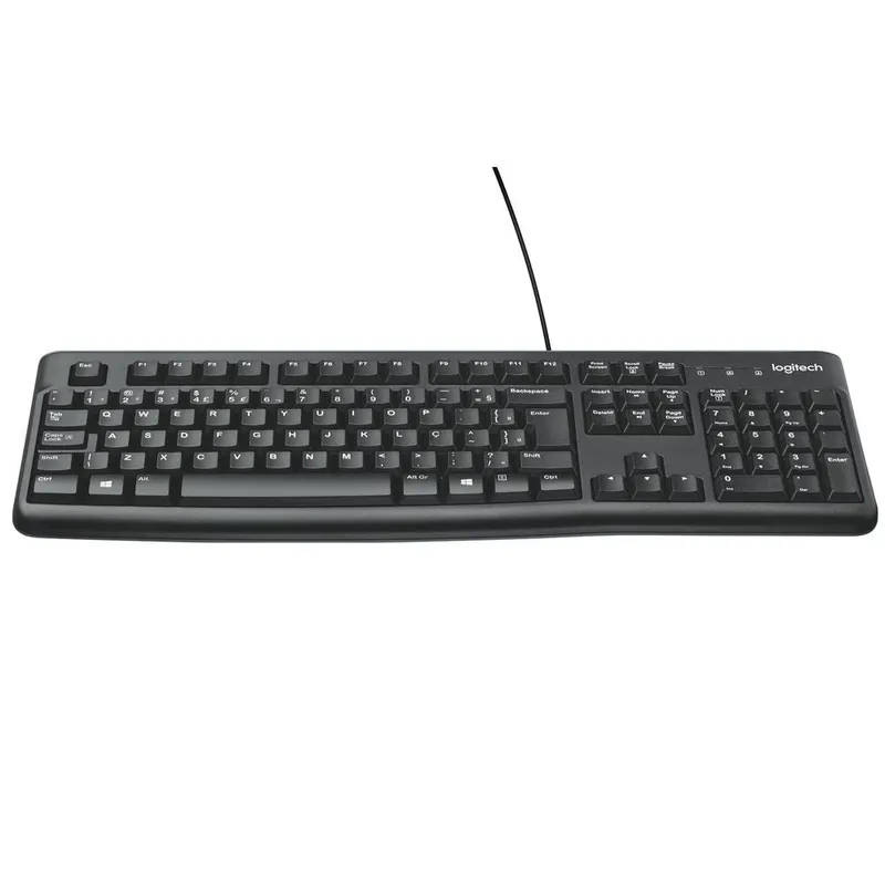 Teclado com fio USB Logitech K120 Resistente à Respingos e Layout ABNT2 -920-004423