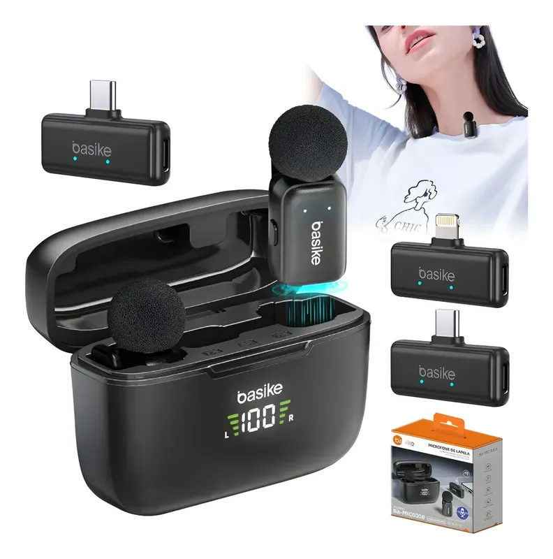 Microfone Lapela Profissional Duplo Anti Ruído (tipo-c)