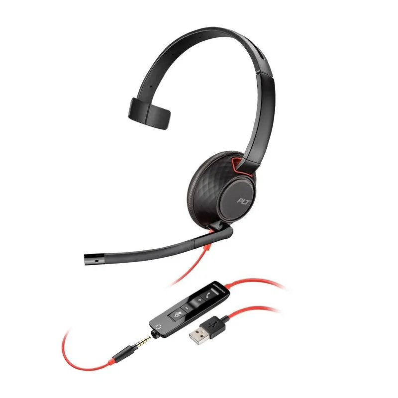 Headset Poly Blackwire 5210, USB-A, Cancelamento de Ruído, Preto - 207577-01