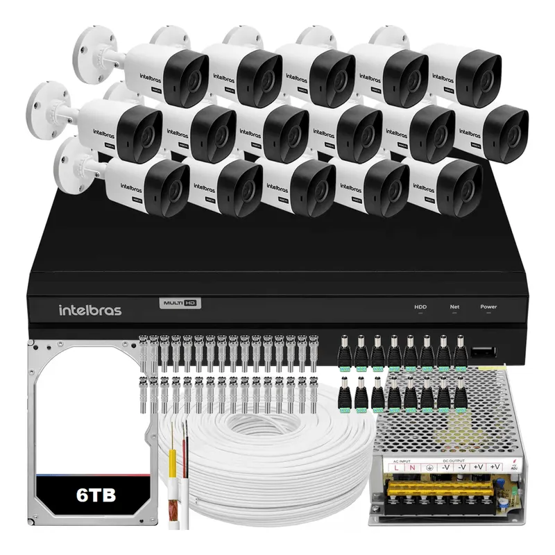 Kit Cftv Monitoramento, Intelbras Mhdx 1216, 16 Cameras