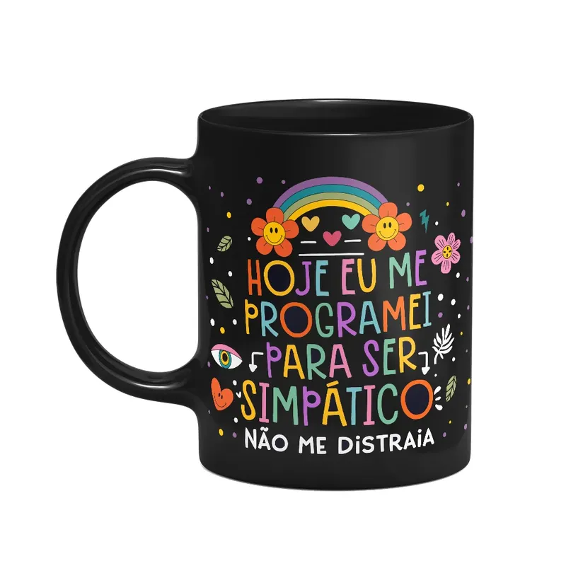Caneca Divertida Vibes, Me Programei Para Ser Simpático