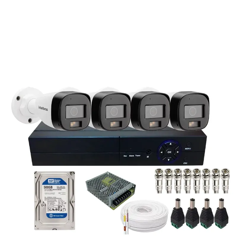 Kit Cftv 4 Câmera Full Hd 1220b Intelbras Dvr 04ch Alta Performance Com Hd 500gb Incluso
