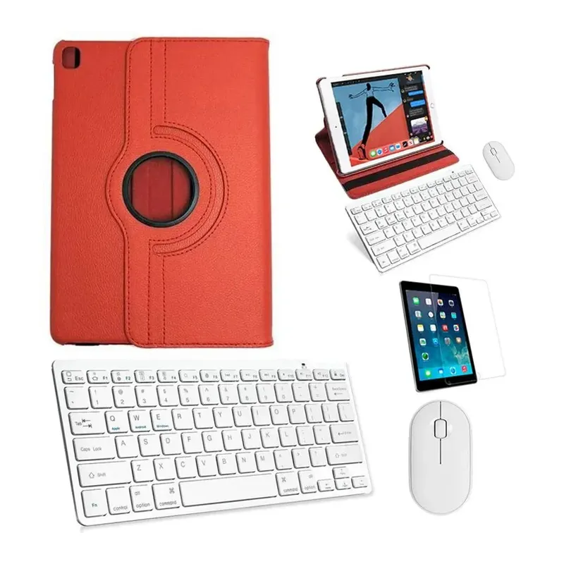 Capa Vermelha, Tec Mouse Branco, Pel Para Tablet Pad 5 11"