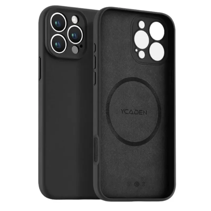 Capa Capinha Protetora de Silicone com Interior em Microfibra Compatível com Magsafe para o iPhone 16 Pro - Cor: Preto