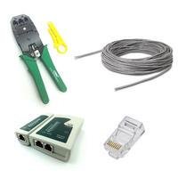 Kit 50 Metros Cabo Rede, Nexans, Cat5e, 10xrj45 Com Alicate E Testador
