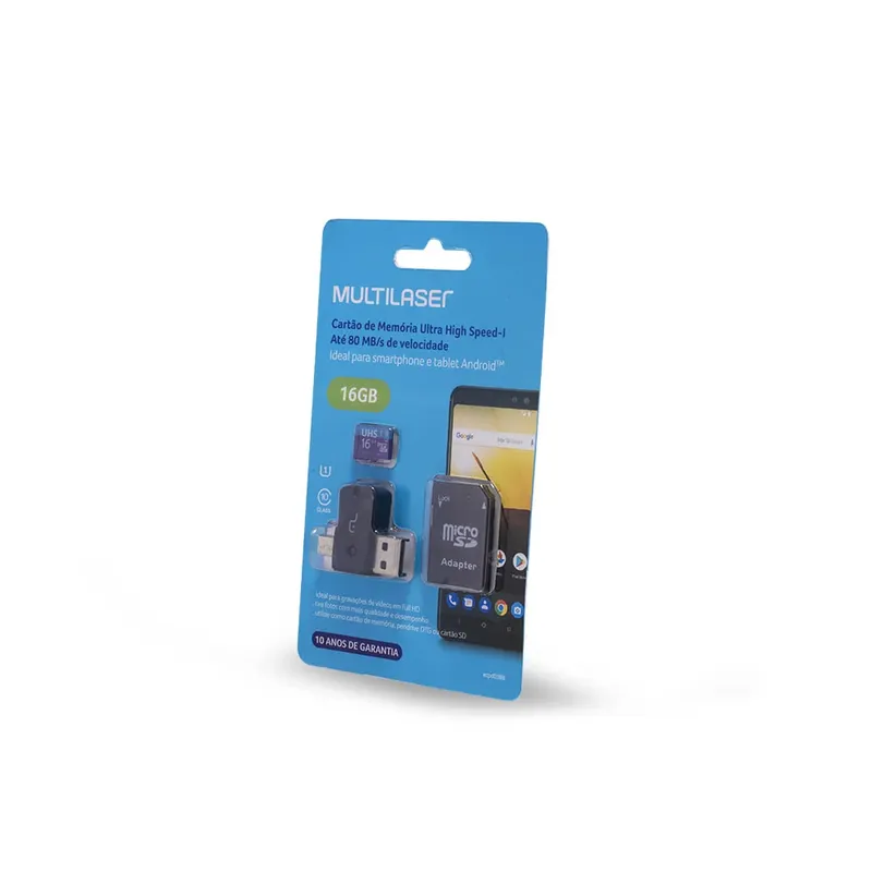 Cartão De Memória 4x1 Ultra High Speed, Até 80Mb/s, Uhs1, 32GB + Adaptador SD USB Dual Mc151 Classe 10