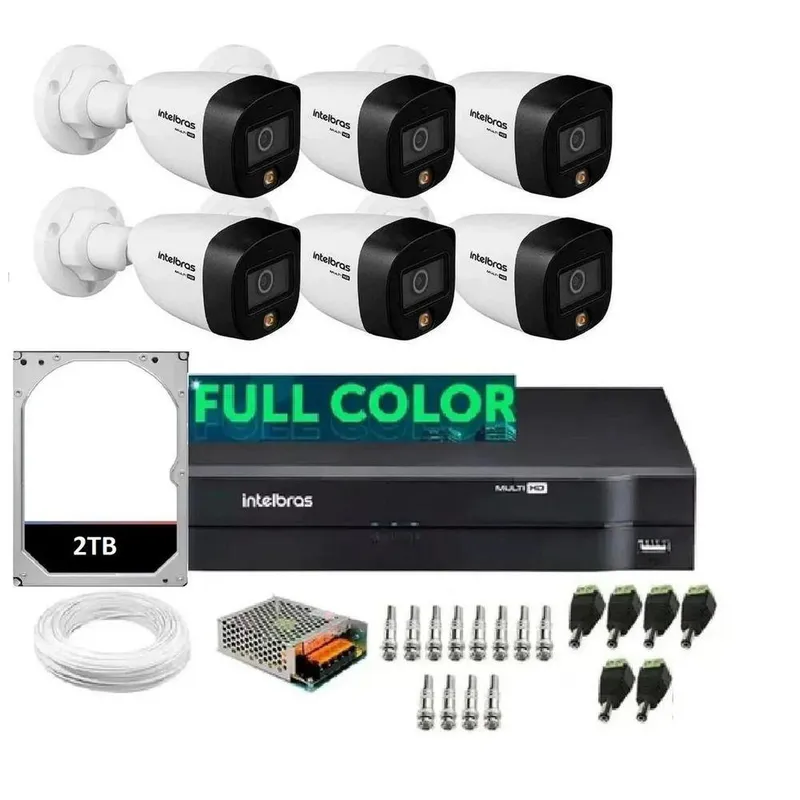 Kit Intelbras 6 Cam 1220b Full Color Dvr 8ch C/hd 2 Tb