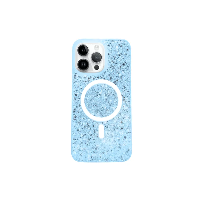 Capa Capinha Case Brilho Luxo Glitter Premium Magsafe Magnético Cor Azul iPhone 11
